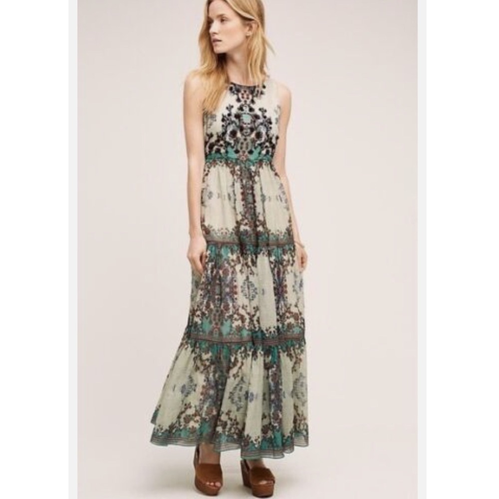 Anthropologie spring wedding guest dress Bhanuni by Jyoti Madera Sz4 Floral Boho